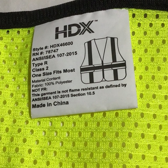 HDX Safety Vest Type R Class 2 ONE SIZE 3 Pockets NWOT - Picture 3 of 7